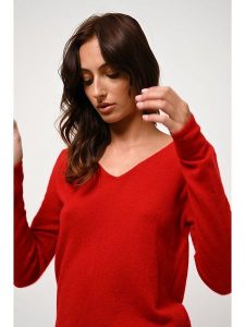 AUTHENTIC CASHMERE Kaszmirowy sweter "Galise" w kolorze czerwonym rozmiar: M. Czerwone swetry oversize AUTHENTIC CASHMERE, m, bez wzorów, z kaszmiru, bez ramiączek. Za 273,59 zł.