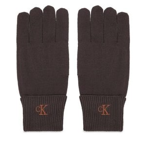 Rękawiczki Damskie Calvin Klein. Brązowe rękawiczki Calvin Klein, bez wzorów, z dzianiny. Za 209,99 zł.