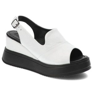 Białe Sandały Artiker Skórzane Buty Damskie. Białe sandały ARTIKER, bez wzorów, ze skóry, bez obcasa, na koturnie, bez zapięcia. Za 279,00 zł.