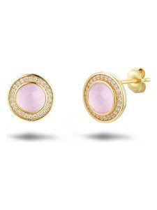 Les Petites Précieuses Pozłacane kolczyki-wkrętki z cyrkoniami i kwarcem różowym rozmiar: onesize. Czerwone kolczyki Les Petites Précieuses, z cyrkonią, pozłacane. Za 245,38 zł.