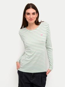 Kaffe Bluzka Liddy 10502821 Zielony Regular Fit. Zielone bluzki Kaffe, m, bez wzorów, z syntetyku, bez kołnierzyka, bez ramiączek. Za 99,99 zł.
