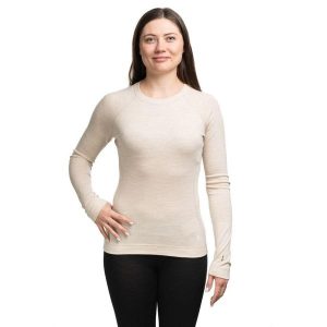 Koszulka termoaktywna damska Classic Thermal Merino Base Layer Crew W. Brązowe koszule nocne Smartwool, bez wzorów, z dzianiny, bez ramiączek. Za 539,99 zł.