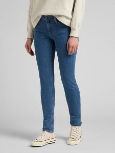 Lee Dżinsy "Scarlett" - Skinny fit - w kolorze niebieskim rozmiar: W25/L33. Niebieskie jeansy Lee, z aplikacjami, z bawełny, z podwyższonym stanem. Za 208,45 zł.