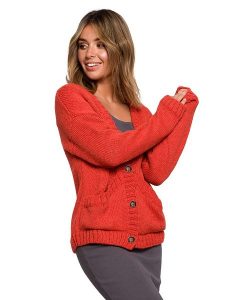 Be Wear Kardigan w kolorze pomarańczowym rozmiar: S/M. Pomarańczowe kardigany Be Wear, m, bez wzorów, bez ramiączek. Za 136,13 zł.