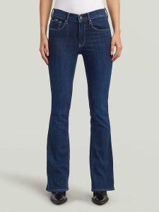 G-Star Dżinsy - Flare fit - w kolorze granatowym rozmiar: W27/L32. Niebieskie jeansy G-Star, z aplikacjami, ze skóry. Za 208,99 zł.