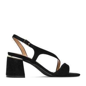 Sandały JENNY. Czarne sandały Jenny, bez wzorów, bez obcasa, na słupku, bez zapięcia. Za 129,99 zł.