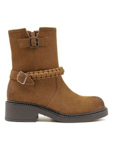 C'M Botki w kolorze karmelowym rozmiar: 38. Brązowe botki C'M, bez wzorów, z materiału, bez obcasa, bez zapięcia. Za 173,99 zł.