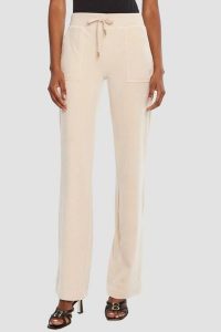 JUICY COUTURE Piaskowe damskie spodnie dresowe Del Ray Gold, Rozmiar S. Brązowe spodnie dresowe Juicy Couture, s, bez wzorów, z dresówki. Za 499,99 zł.