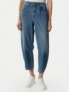 Calvin Klein Jeans Jeansy LV047G748G Niebieski Barrel Fit. Niebieskie jeansy Calvin Klein Jeans, bez wzorów, z jeansu. Za 409,99 zł.