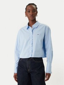 Tommy Jeans Koszula DW0DW22767 Błękitny Relaxed Fit. Niebieskie koszule Tommy Jeans, s, bez wzorów, z bawełny, bez kołnierzyka, bez ramiączek. Za 409,99 zł.