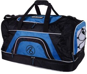 BRUBAKER Big Base - Torba sportowa 90L czarno-niebieska. Czarne torby podróżne i sportowe X2, bez wzorów, z materiału, na ramię, duże. Za 232,99 zł.
