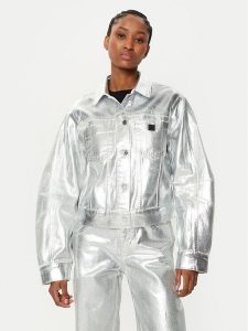 Armani Exchange Kurtka jeansowa XW000098 AF10836 M8047 Srebrny Regular Fit. Szare kurtki Armani Exchange, m, bez wzorów, z bawełny, bez kaptura. Za 576,99 zł.