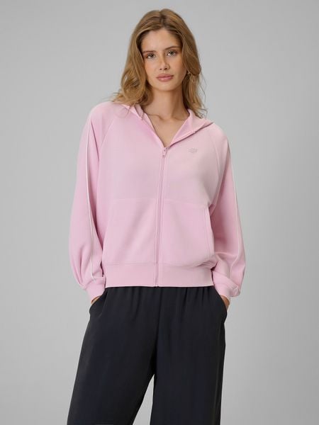4F Bluza dresowa regular z kapturem damska - różowa XS. Czerwone bluzy 4f, xs, bez wzorów, z dresówki, z kapturem. W wyprzedaży za 149,99 zł.