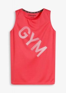 Top funkcyjny szybkoschnący. Czerwone topy bonprix, bez wzorów, sportowe, bez kołnierzyka, bez ramiączek. Za 19,99 zł.