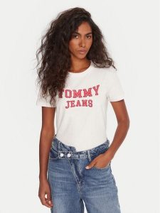 Tommy Jeans T-Shirt Varsity DW0DW21966 Biały Regular Fit. Białe t-shirty Tommy Jeans, m, bez wzorów, z bawełny, bez kołnierzyka, bez ramiączek. Za 169,99 zł.