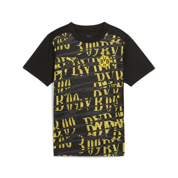 Młodzieżowa koszulka przedmeczowa Borussia Dortmund 24/25 PUMA. Czarna bluzki Puma, m, bez wzorów, młodzieżowe, bez kołnierzyka, bez ramiączek. W wyprzedaży za 174,00 zł.