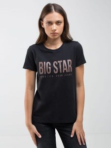 BIG STAR Koszulka w kolorze czarnym rozmiar: L. Czarne bluzki Big Star, l, bez wzorów, z bawełny, retro, bez kołnierzyka, bez ramiączek. Za 32,99 zł.