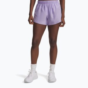 Spodenki do biegania damskie Under Armour Fly By 3". Fioletowe szorty Under Armour, bez wzorów, sportowe. Za 99,99 zł.