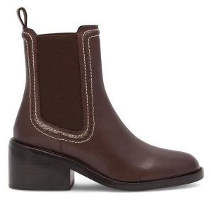 Botki GINO ROSSI. Brązowe botki Gino Rossi, bez wzorów, bez obcasa, na słupku, bez zapięcia. Za 399,99 zł.