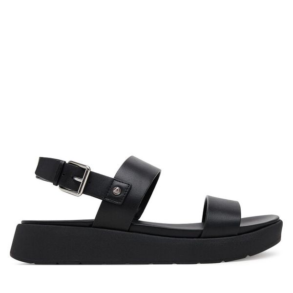 Sandały Aldo. Czarne sandały ALDO, bez wzorów, bez obcasa, na płaskiej podeszwie, bez zapięcia. Za 219,99 zł.