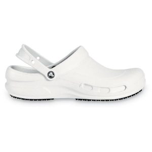 Japonki Crocs Bistro, Dla obu płci. Białe klapki Crocs, bez wzorów, z materiału, bez obcasa. Za 139,00 zł.