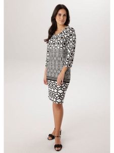 Aniston Sukienka w kolorze biało-czarnym rozmiar: 40. Białe sukienki Aniston, na co dzień, bez wzorów, bez kołnierzyka, bez ramiączek, midi, proste. Za 217,99 zł.