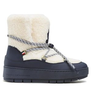 Śniegowce Tommy Hilfiger. Białe buty zimowe TOMMY HILFIGER, bez obcasa, bez zapięcia. Za 739,99 zł.