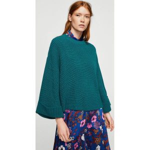 Mango - Sweter Loose. Szare swetry klasyczne marki Mango, z dzianiny, z krótkim rękawem. W wyprzedaży za 59,90 zł.