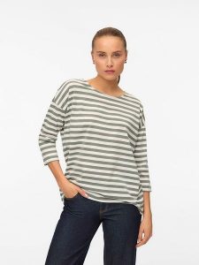 Vero Moda Koszulka w kolorze khaki rozmiar: M. Brązowe bluzki Vero Moda, m, bez wzorów, z materiału, bez kołnierzyka, bez ramiączek. Za 74,46 zł.