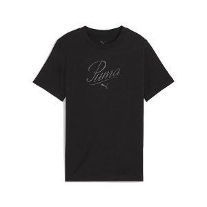 Młodzieżowa koszulka Essentials Script PUMA Black. Czarna bluzki Puma, m, bez wzorów, młodzieżowe, bez kołnierzyka, bez ramiączek. Za 89,00 zł.