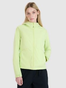 4F Kurtka softshell wiatroodporna membrana 5000 damska - zielona XXL. Zielone kurtki 4f, na zimę, m, bez wzorów, z dzianiny, z kapturem. W wyprzedaży za 159,99 zł.