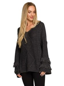 Made of emotion Sweter w kolorze antracytowym rozmiar: S/M. Czarne swetry oversize Made Of Emotion, m, bez wzorów, bez ramiączek. Za 103,65 zł.
