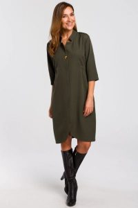 Sukienka marynarka elegancka żakietowa asymetryczna zielona. Zielone sukienki Stylove, do pracy, l, bez wzorów, z elastanu, biznesowe, z asymetrycznym kołnierzem, bez ramiączek, midi, asymetryczne. Za 329,00 zł.