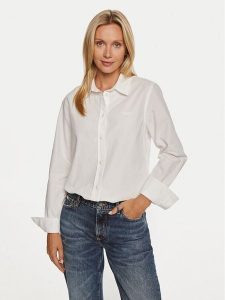 Guess Jeans Koszula W4YH68 WGCF1 Biały Regular Fit. Białe koszule Guess Jeans, xs, z aplikacjami, z bawełny, bez kołnierzyka, bez ramiączek. Za 179,99 zł.