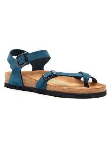 Comfortfusse Skórzane sandały w kolorze granatowym rozmiar: 37. Niebieskie sandały Comfortfüße, bez wzorów, z materiału, z otwartym noskiem, bez obcasa, bez zapięcia. Za 239,99 zł.