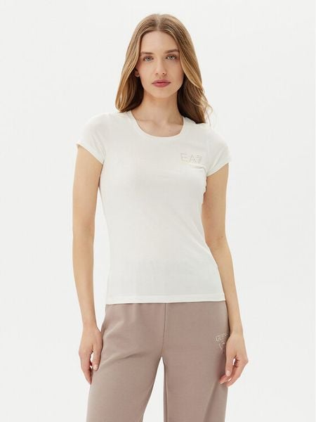 EA7 Emporio Armani T-Shirt 8NTT65 TJDQZ U0005 Biały Regular Fit. Białe t-shirty EA7 Emporio Armani, m, bez wzorów, z bawełny, bez kołnierzyka, bez ramiączek. Za 208,99 zł.