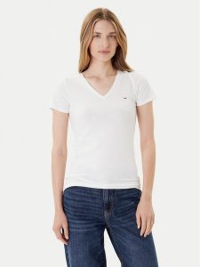 Tommy Jeans T-Shirt Tjw Skinny Stretch DW0DW09197 Biały Slim Fit. Białe t-shirty Tommy Jeans, xs, bez wzorów, z bawełny, bez kołnierzyka, bez ramiączek. Za 89,99 zł.