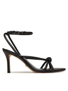 Guess Sandały FLJMERLEA03 Czarny. Czarne sandały Guess, z aplikacjami, ze skóry, bez obcasa, na szpilce, bez zapięcia. Za 369,99 zł.