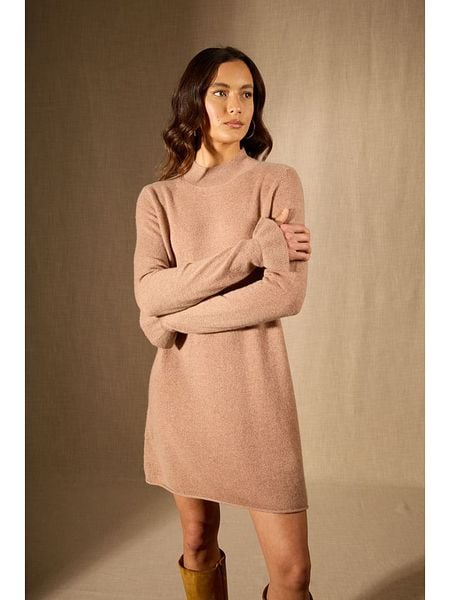 Perfect Cashmere Kaszmirowa sukienka "Lyamia" w kolorze beżowym rozmiar: S. Brązowe sukienki Perfect Cashmere, na co dzień, s, bez wzorów, z kaszmiru, bez kołnierzyka, bez ramiączek, midi, proste. Za 510,95 zł.