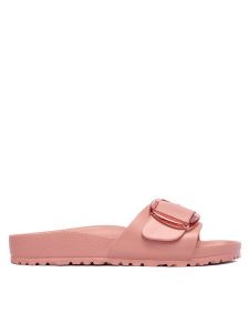 Birkenstock Klapki Madrid Big Buckle 1032033 Różowy. Czerwone klapki Birkenstock, bez wzorów, z syntetyku, bez obcasa. Za 249,99 zł.