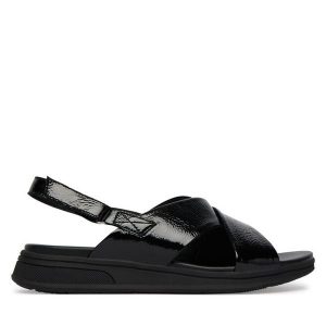 Sandały Caprice. Czarne sandały Caprice, bez wzorów, bez obcasa, na płaskiej podeszwie, bez zapięcia. Za 329,99 zł.