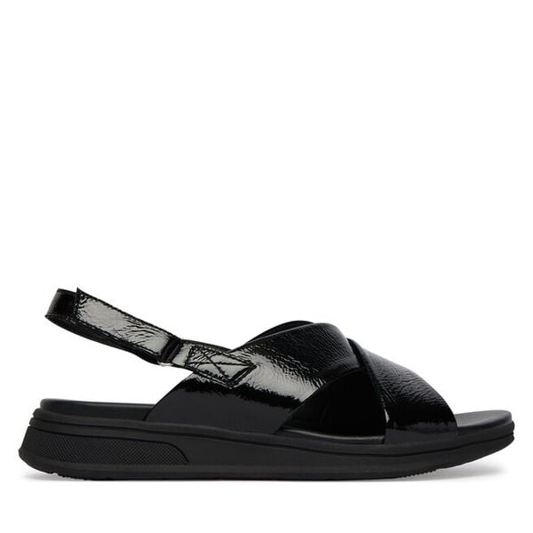 Sandały Caprice. Czarne sandały Caprice, bez wzorów, bez obcasa, na płaskiej podeszwie, bez zapięcia. Za 329,99 zł.