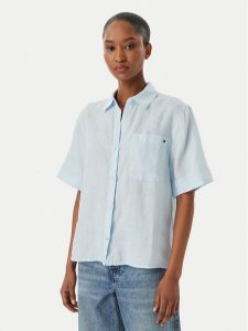Tommy Hilfiger Koszula WW0WW48925 Niebieski jasny Relaxed Fit. Niebieskie koszule TOMMY HILFIGER, s, bez wzorów, ze lnu, bez kołnierzyka, bez ramiączek. Za 409,99 zł.