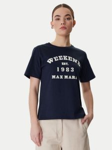 Weekend Max Mara T-Shirt Tenue 2615971051 Granatowy Regular Fit. Niebieskie t-shirty Weekend Max Mara, l, bez wzorów, z bawełny, bez kołnierzyka, bez ramiączek. Za 288,99 zł.
