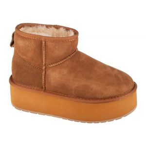 Buty Emu Australia Stinger Micro Flatform W13082-CHES brązowe. Brązowe buty zimowe z gumy, bez obcasa, bez zapięcia. Za 731,13 zł.