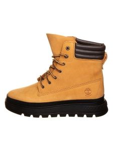 Timberland Skórzane botki "Ray City" w kolorze jasnobrązowym rozmiar: 37. Brązowe botki Timberland, bez wzorów, z materiału, bez obcasa, bez zapięcia. Za 287,84 zł.