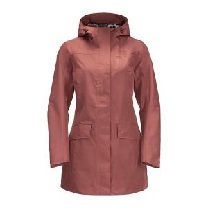 Kurtka przeciwdeszczowa damska Jack Wolfskin Cape York Paradise. Czerwone kurtki Jack Wolfskin, s, bez wzorów, bez kaptura. Za 429,99 zł.