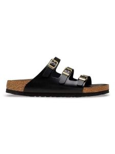 Birkenstock Klapki "Florida" w kolorze czarnym rozmiar: 37. Czarne klapki Birkenstock, bez wzorów, z otwartym noskiem, bez obcasa. Za 480,90 zł.