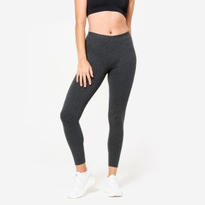 Legginsy fitness damskie Domyos slim Salto. Czarne legginsy DOMYOS, bez wzorów, z bawełny. Za 29,99 zł.