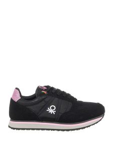 Benetton Sneakersy w kolorze czarno-jasnoróżowym rozmiar: 36. Czarne trampki Benetton, bez wzorów, bez zapięcia. Za 131,74 zł.